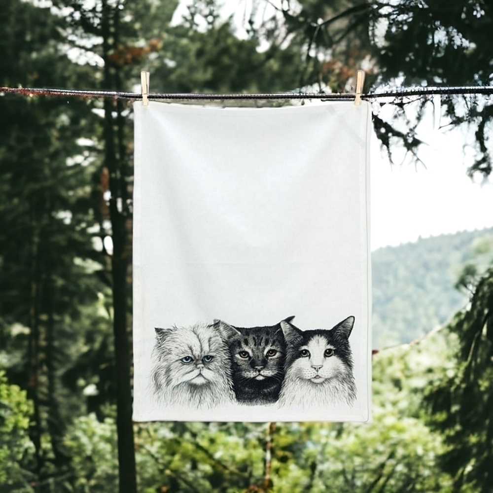 NWT 3 Cats Cotton Tea Towel 🐱🐾